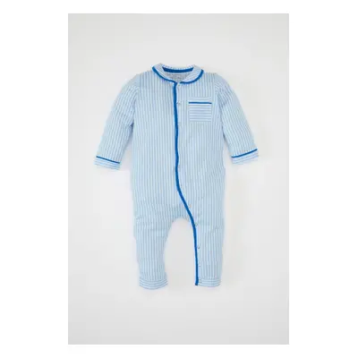 DEFACTO Baby Boy Pajama Set Striped Combed Cotton Long Sleeve Top Long Overalls Bottom