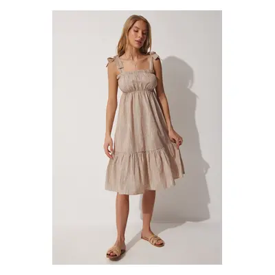 Happiness İstanbul Dress - Brown - Ruffle both