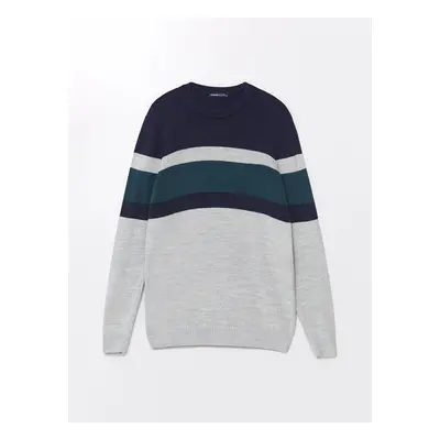 LC Waikiki Crew Neck Long Sleeve Color Block Men's Knitwear Sweater