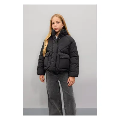 DEFACTO Girls Water Repellent down Coat Stand Collar Pocket Zip