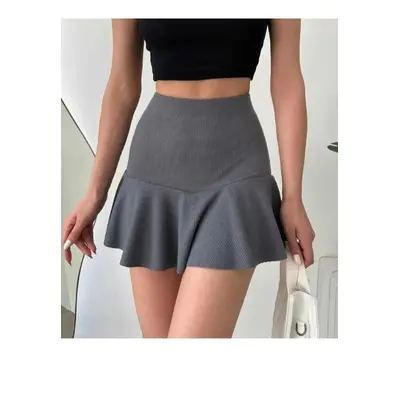 40688 Dewberry Women Mini Shorts Skirt-GREY