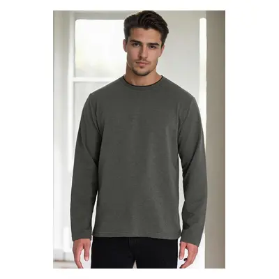 40222 Dewberry Double Crew Neck Mens Sweatshirt-KHAKI