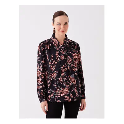 LC Waikiki Tie-Up Collar Floral Long Sleeve Women's Blouse