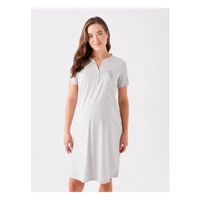 LC Waikiki High Neck Printed Short Sleeve Maternity Nightgown