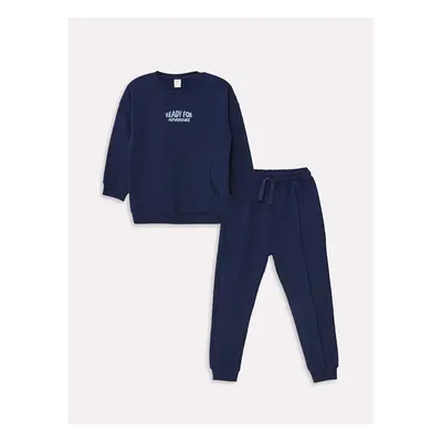 LC Waikiki Lcw Crew Neck Long Sleeve Basic Baby Boy Sweatshirt and Tracksuit Bottom 2-Pack