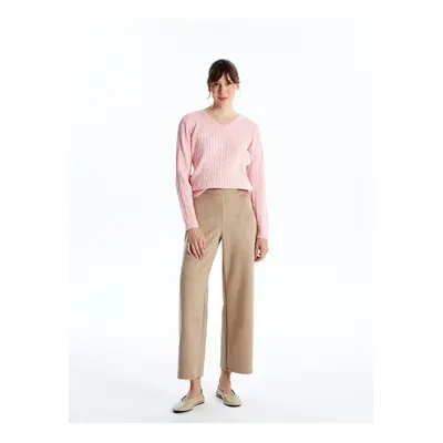 LC Waikiki Women's Tight Fit Straight Suede Trousers