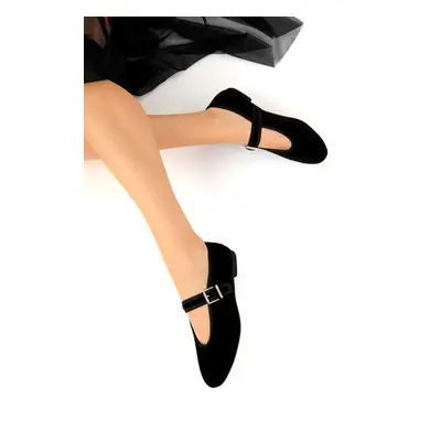 Soho Black Velvet Women's Ballerinas