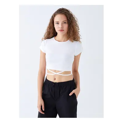 LC Waikiki Crew Neck Plain Short Sleeve Women's Crop