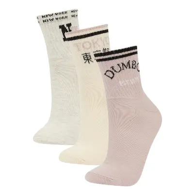 DEFACTO Women's Comfortable Elastic 3-Pack Cotton Ankle Socks