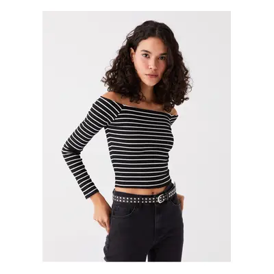 LC Waikiki Boat Neck Striped Long Sleeve Women's T-Shirt