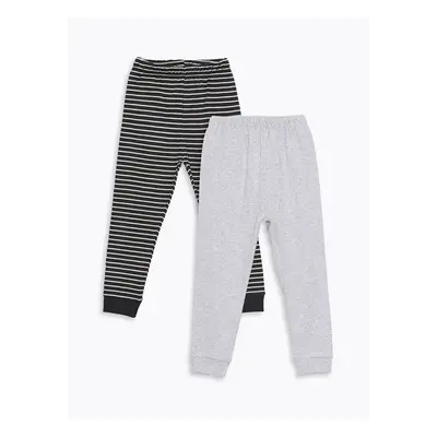 LC Waikiki LCW baby Anthracite Printed Elastic Waist Striped Baby Boy Pajama Bottom 2-Pack