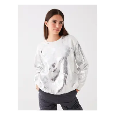 LC Waikiki Crew Neck Printed Long Sleeve Oversize Women's Sweatshirt