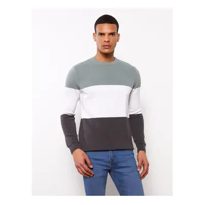 LC Waikiki Crew Neck Long Sleeve Color Block Men's Knitwear Sweater