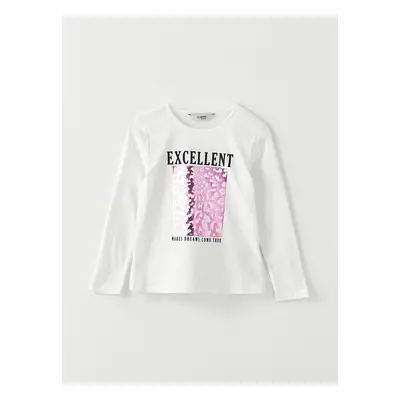 LC Waikiki Crew Neck Printed Long Sleeve Girls' T-Shirt