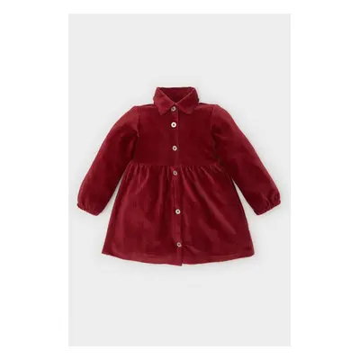 DEFACTO Baby Girl Long Sleeve Buttoned Corduroy Dress