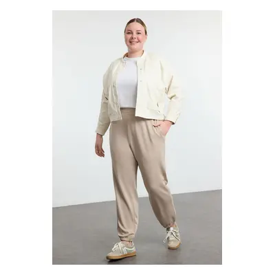 Trendyol Curve Beige Loose Jogger Modal Knitted Sweatpants