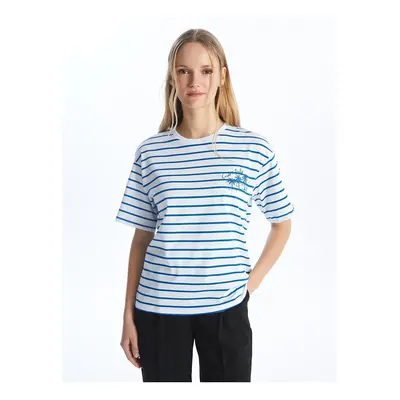 LC Waikiki LCW Modest Crew Neck Striped Short Sleeve Oversize Women's T-Shirt