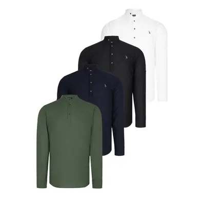 SET OF FOUR G783 DEWBERRY JUDGE COLLAR SHIRT-BLACK-WHITE-NAVY-KHAKI