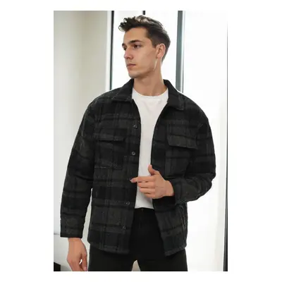 26796 Dewberry Checked Quilted Mens Jacket-ANTHRACITE