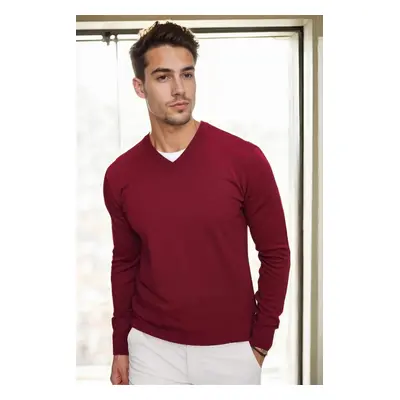 88341 Dewberry V Neck Knitwear Mens Sweater-BORDEAUX