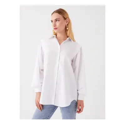 LC Waikiki Shirt Collar Plain Long Sleeve Oversize Poplin Women's Tunic