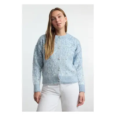 Trendyol Blue Soft Textured Patterned Knitwear Cardigan