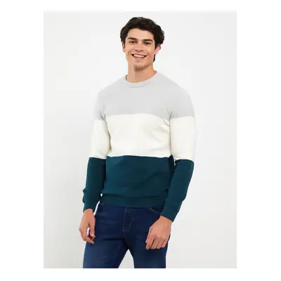 LC Waikiki Crew Neck Long Sleeve Color Block Men's Knitwear Sweater