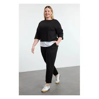 Trendyol Curve Black Knitted Plus Size Tracksuit