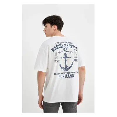 DEFACTO Comfort Fit Crew Neck Back Printed Short Sleeve T-Shirt