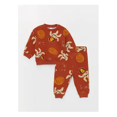 LC Waikiki Crew Neck Printed Baby Boy Sweatshirt and Sweatpants