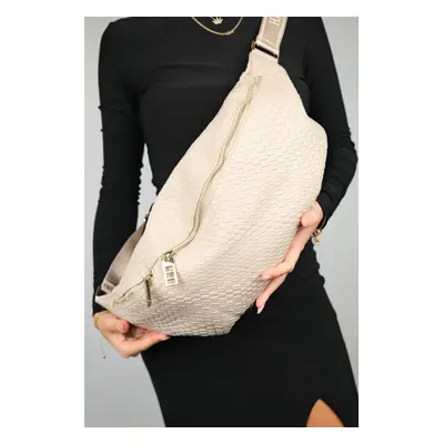 LuviShoes VENTA Dark Beige Knitted Women&#39;s Large Waist Bag