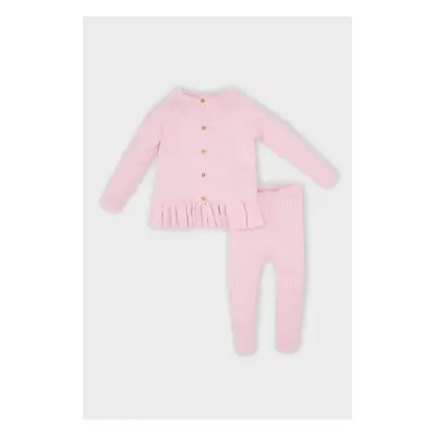 DEFACTO Baby Girl 2-Piece Set Long Sleeve Buttoned Sweater Elastic Waist Knitwear Bottom