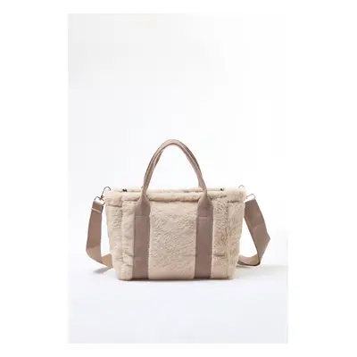 Trendyol Ecru Faux Für Mini Tote Women's Handbag