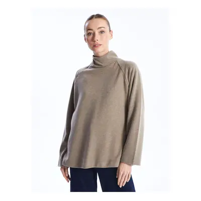 LC Waikiki Women's High Neck Straight Long Sleeve Oversize T-Shirt