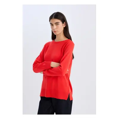 DEFACTO Regular Fit Soft Textured Crew Neck Basic Plain Knitwear Sweater