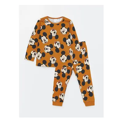 LC Waikiki Crew Neck Mickey Mouse Printed Baby Boy Pajamas Set