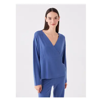 LC Waikiki Double Breasted Neck Plain Long Sleeve Women's Pajama Set