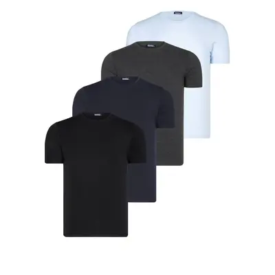 QUAD SET T8569 DEWBERRY BIKE COLLAR MENS T-SHIRT-BLACK-NAVY BLUE-BLUE-ANTHRACITE