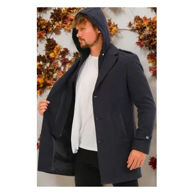 PLT8401 DEWBERRY MEN'S COAT-LIGHT DIAGONAL NAVY BLUE