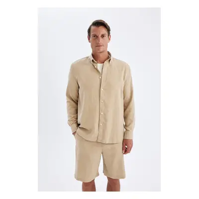 DEFACTO Relax Fit Polo Neck Cotton Long Sleeve Shirt