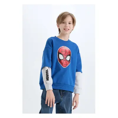 DEFACTO Boy Marvel Spiderman Oversize Wide Pattern Crew Neck Sweatshirt