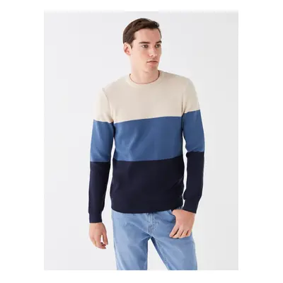 LC Waikiki Crew Neck Long Sleeve Color Block Men's Knitwear Sweater