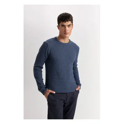 DEFACTO Standard Fit Regular Cut Crew Neck Textured Basic Plain Knitwear Sweater