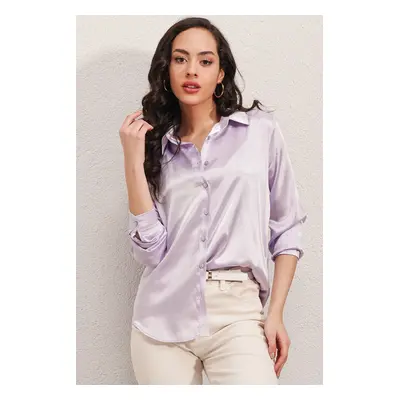 Bigdart Lightly Flowy Satin Shirt - B.lilac