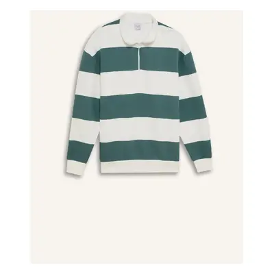 DEFACTO Boxy Fit Stand Collar Half Zipper Striped Sweatshirt