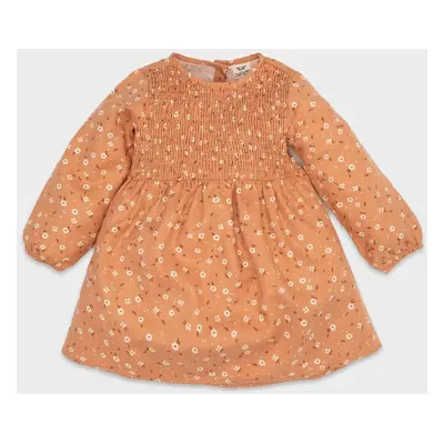 DEFACTO Baby Girl Floral Long Sleeve Buttoned Twill Dress