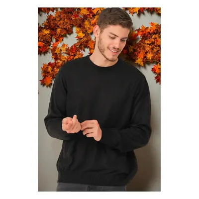 V0091 DEWBERRY MEN'S OVERSIZE SWEATER-PLAIN BLACK