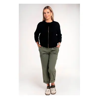 Khaki cotton trousers with elastic band