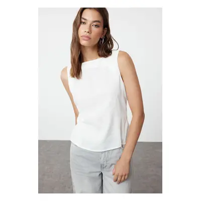 Trendyol Ecru Sleeveless Linen Look Woven Blouse