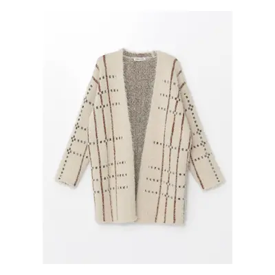 LC Waikiki Shawl Collar Patterned Long Sleeve Women's Knitwear Cardigan